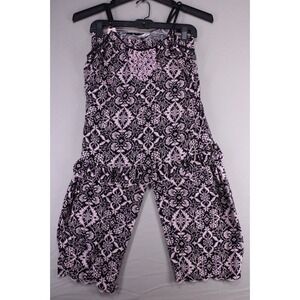Linea Donatella 2 Pc Pajamas Set XL Tank Top Wide Leg Pants Black Paisley Soft